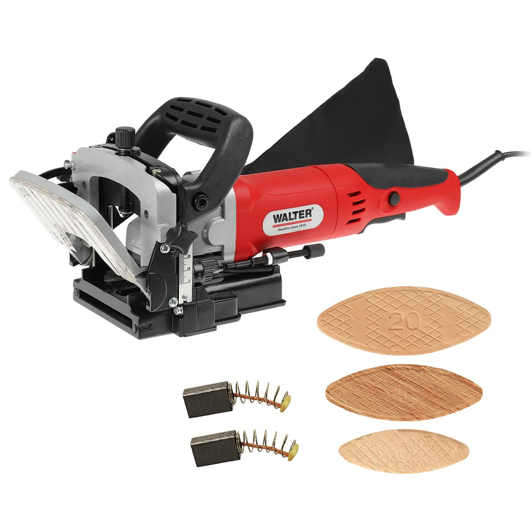 WALTER Flachdübelfräse 900 W, Nutfräse, Fräsmaschine Holz, mit 60 Flachdübel, Holzverbindungsfräse,