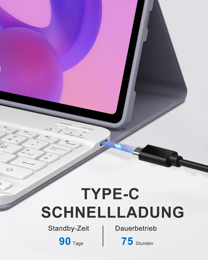 11 Zoll Hülle mit Bluetooth Tastatur für Lenovo Idea Tab 11 und Kompatible, Deutsch QWERTZ Keyboard,