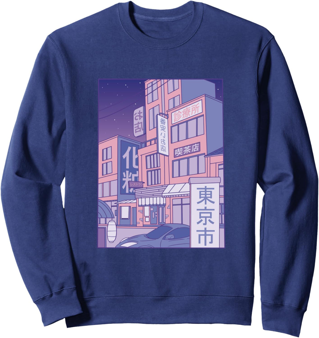 Japanische Stadt, Vaporwave, 80er 90er Retro Outfit Sweatshirt