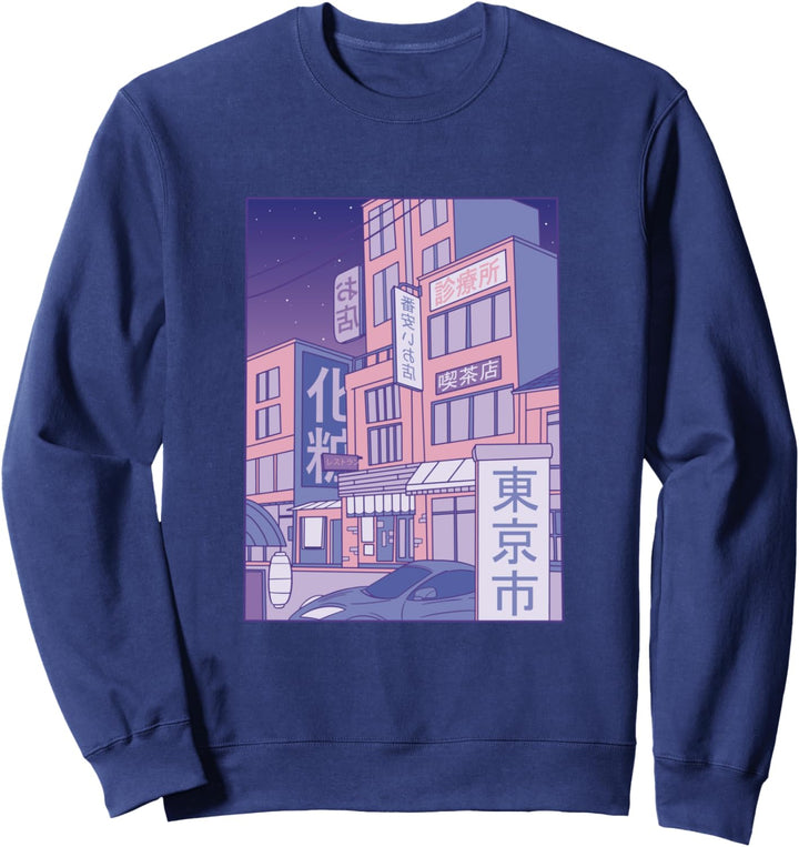Japanische Stadt, Vaporwave, 80er 90er Retro Outfit Sweatshirt