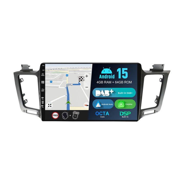 [Eingebaut DAB]- Android 15 IPS Autoradio für Toyota RAV4 (2013-2018) - Kabellos Carplay/Android Aut