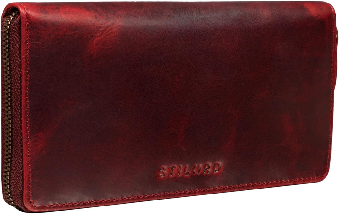 STILORD 'Emilia' Damen Portemonnaie RFID Schutz Elegante Klassische Geldbörse gross aus echtem Rinds