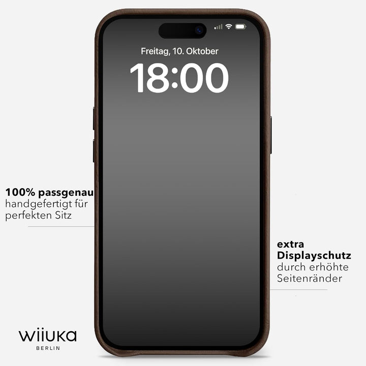 WIIUKA Hülle für iPhone 14 Pro Max, Leder aus Deutschland, Lederhülle extra Dünn, Premium Handyhülle