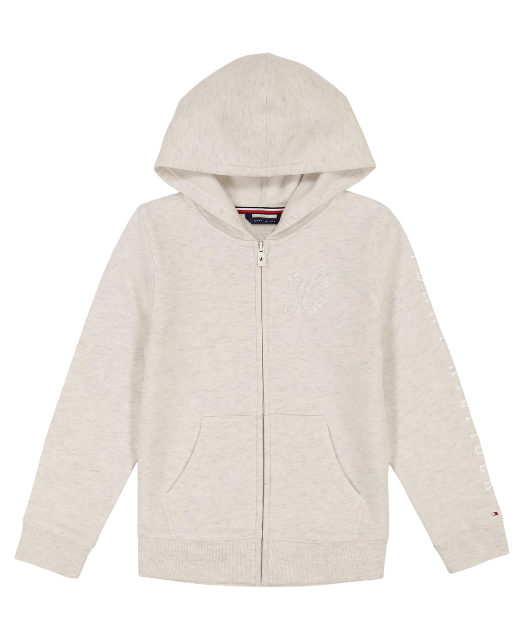 Tommy Hilfiger Mädchen Full-Zip Fleece Hoodie Sweatshirt with Front Pockets Kapuzenpullover 7 Haferb