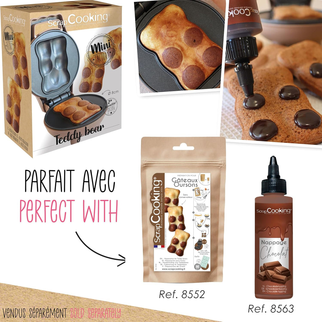 ScrapCooking – Mini-Bär Factory – Elektrisches Bärenkuchen-Gerät – Antihaft-Platte – Backgerät – Ges