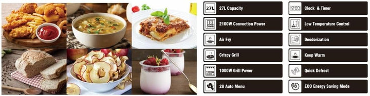 Sharp RCA271TB 5-in-1 Airfry-Mikrowelle 900W, Grill 1000 W, Heissluft & AirFry-Funktion, Konvektion