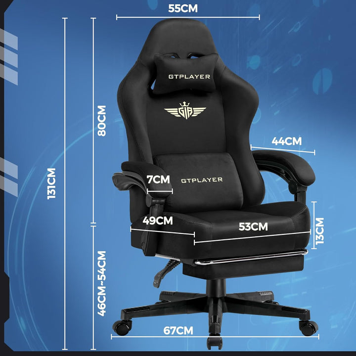 GTPLAYER Gaming Stuhl, Atmungsaktiver Bürostuhl, bürostuhl ergonomisch, Hochwertiger - Stoff, Ergono