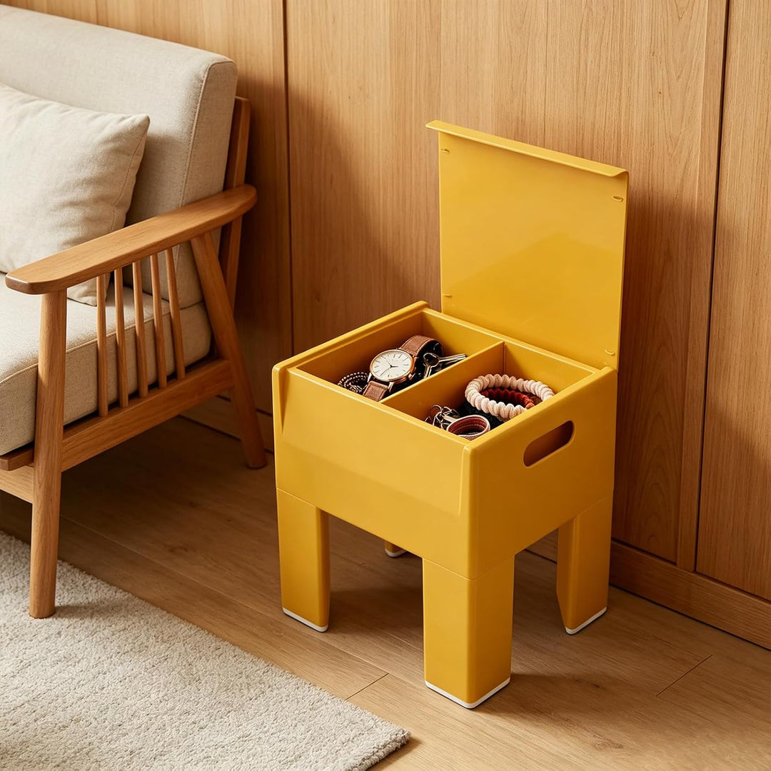 Schuhbank 40cm Gold Weizen ABS Sitzbank mit Staufach modern | ABS rechteckig Flip-up Öffnung freiste