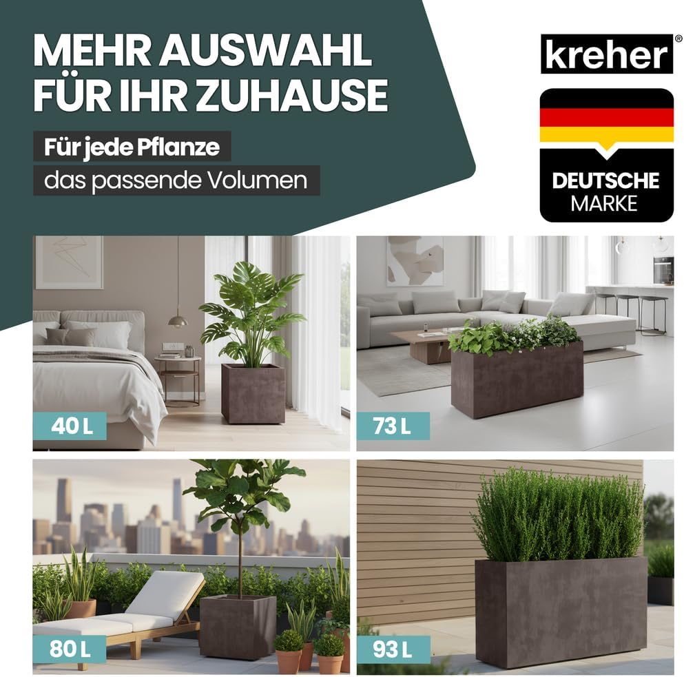 Kreher XL Pflanzkasten Millennium in verschiedenen Formaten und Farben. Tolle Naturstein Optik in Br
