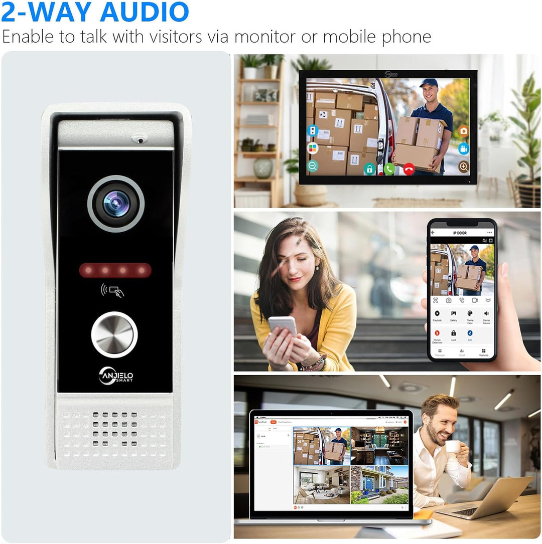 ANJIELO SMART (4-Draht) 1080P visuelle Türsprechanlage Kamera mit 7-Zoll-Touchscreen visuelle Türspr
