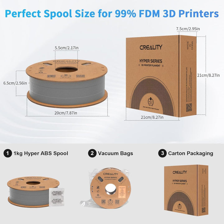 Creality Hyper ABS Filament 1,75 mm 1kg, Hochgeschwindigkeits und Hochtemperaturbeständiges 3D Druck