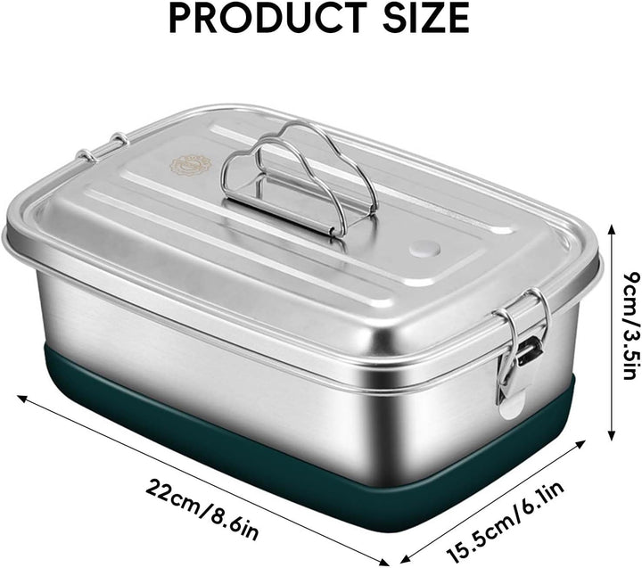 Brotdose Edelstahl, 2000ML Lunchbox Auslaufsicher Brotzeitdose mit Abtrennung und Dichtring, Brotdos