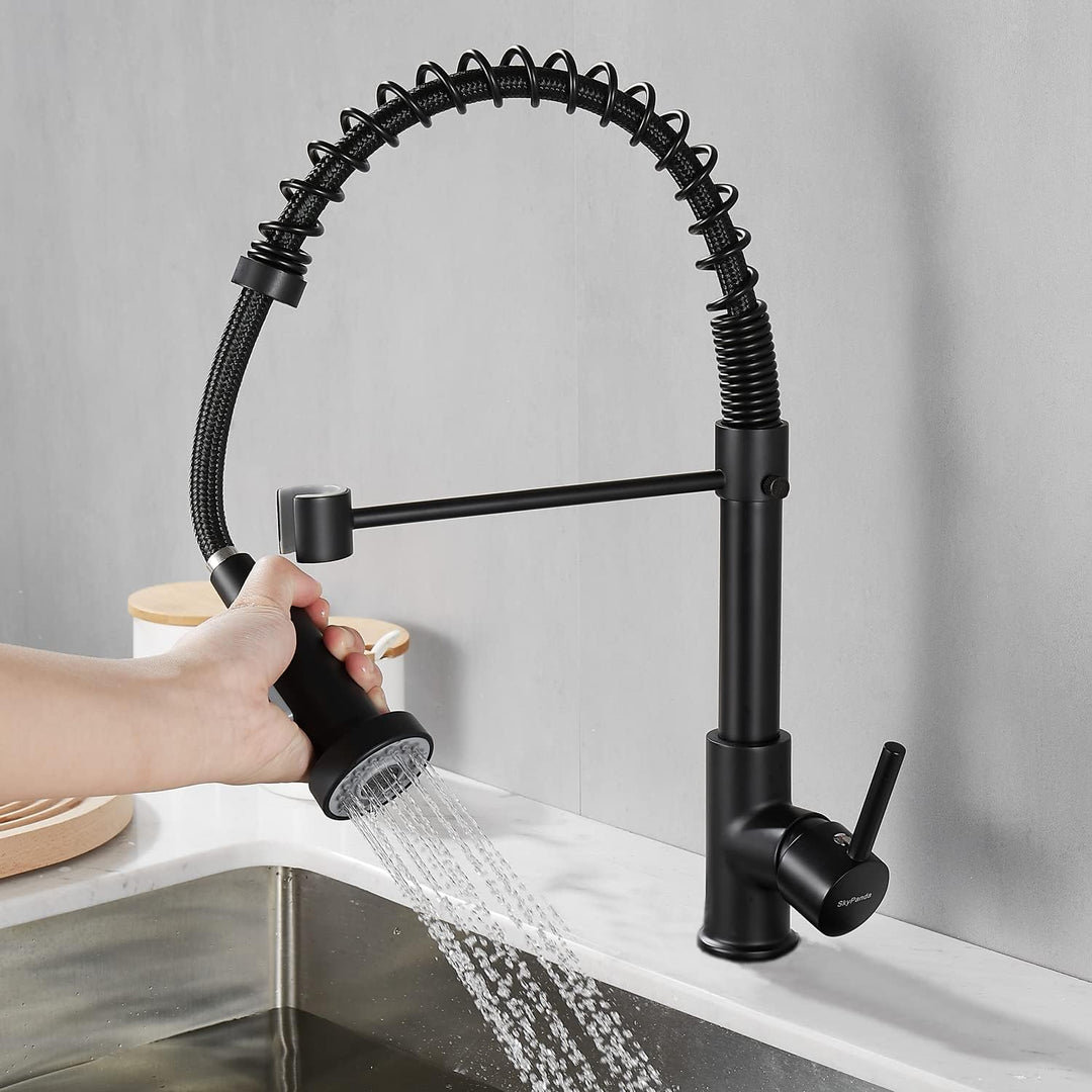 Wasserhahn Küche, Küchenarmatur 360° drehbar mit herunterziehbarem Sprühkopf,Kupfermaterial,Mischbat