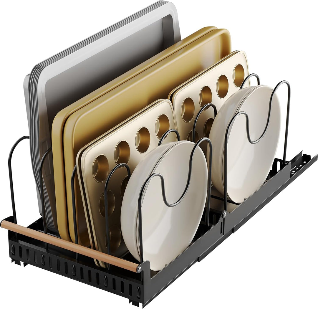 NETEL Topfdeckelhalter Schublade,Ausziehbarer Pfannen Organizer，Deckelhalter für Schrank,Topf Organi