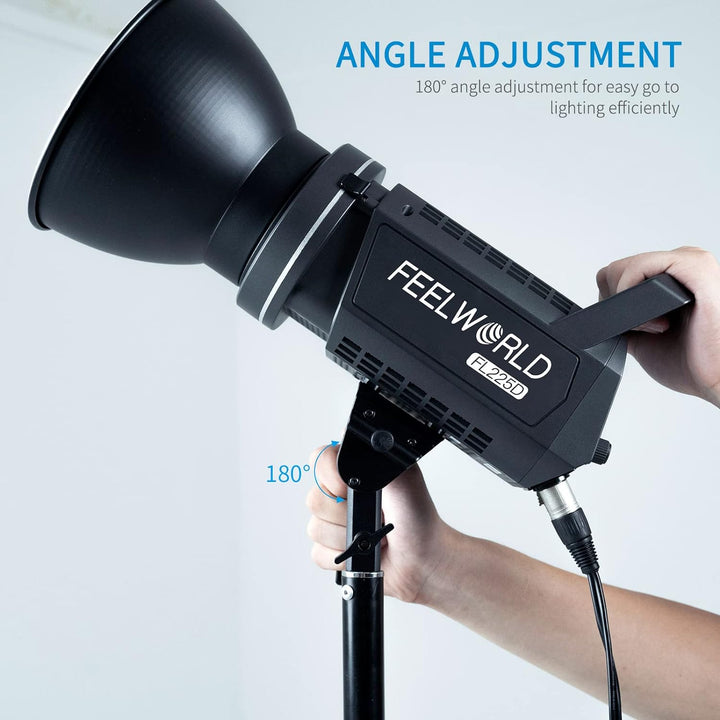 FEELWORLD FL225D 5600K Tageslicht Videostudioleuchte 225W Dauerlicht CRI96+ TLCI97+ 675001ux@1m für