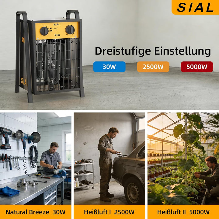 SIAL 5KW Industrie Heizgebläse - Elektroheizer Heizlüfter - Bauheizer Bautrockner - Industrielle Hei