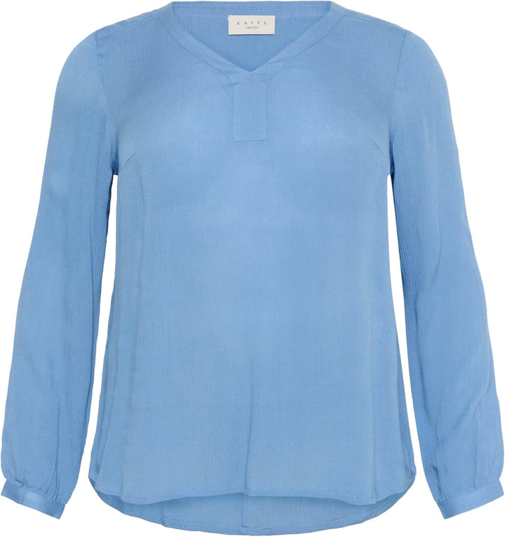 KAFFE CURVE Langarm-Bluse KCami Damen Bluse Langarm V-Ausschnitt Lassig Langarmshirt Grosse Grössen