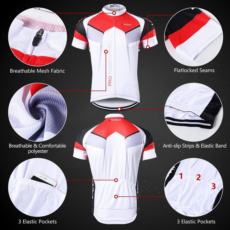 Lixada Herren Radtrikot Set Fahrrad Kurzarm Set Schnelltrocknend Atmungsaktives Shirt + 3D Cushion S