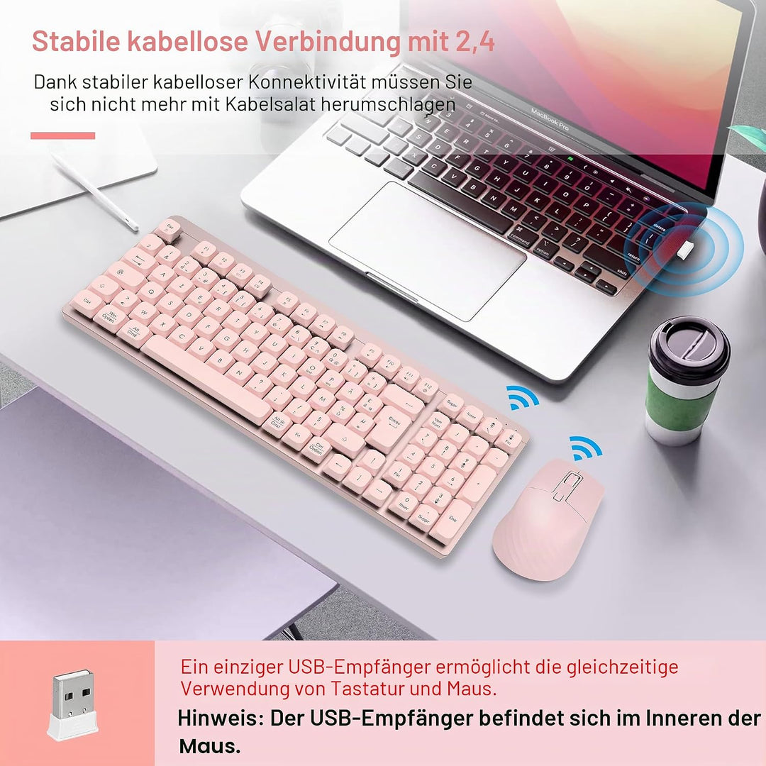 LeadsaiL FA98 Mechanische Tastatur, kabellos, mit Tastatur und Maus mit rotem Schalter, französische