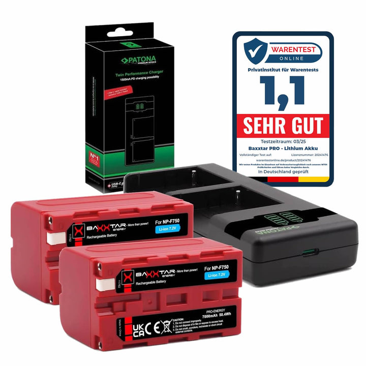 Baxxtar Pro Akku NP-F750 5200mAh - LG Cells Inside - mit PD Performance USB Ladegerät 161951 (max. 1