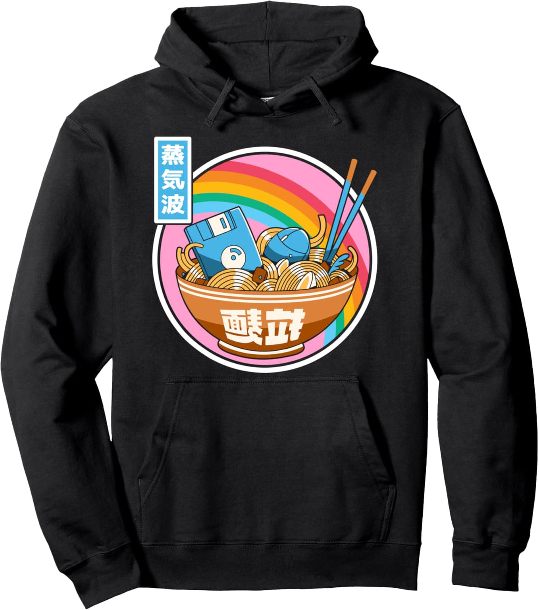 Digitale Ramenschale im japanischen Stil, Pastellfarben Pullover Hoodie