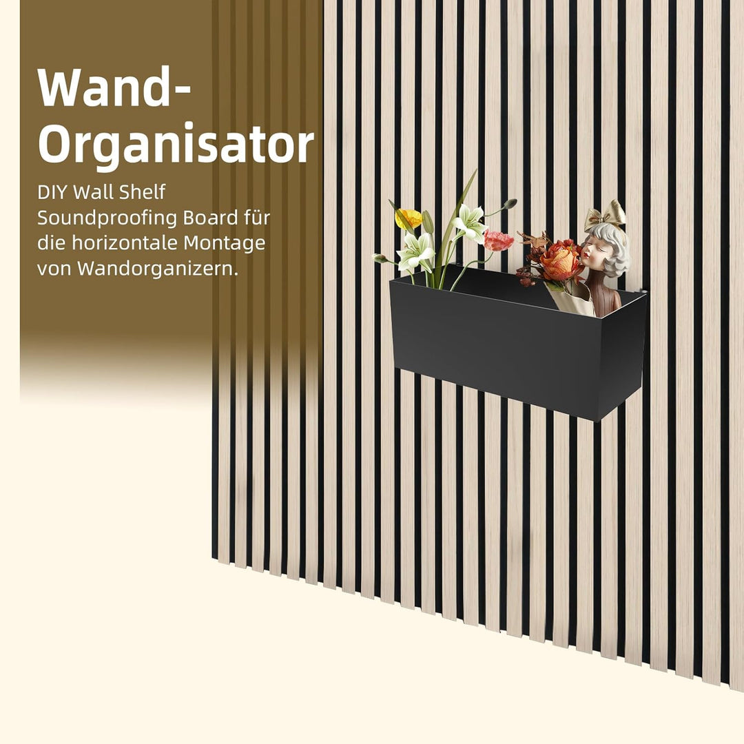 Wandorganizer für Akustikpaneel, Haken, Box & Regal Metall, Ablage für Akustikpaneele Lamellen Wandp