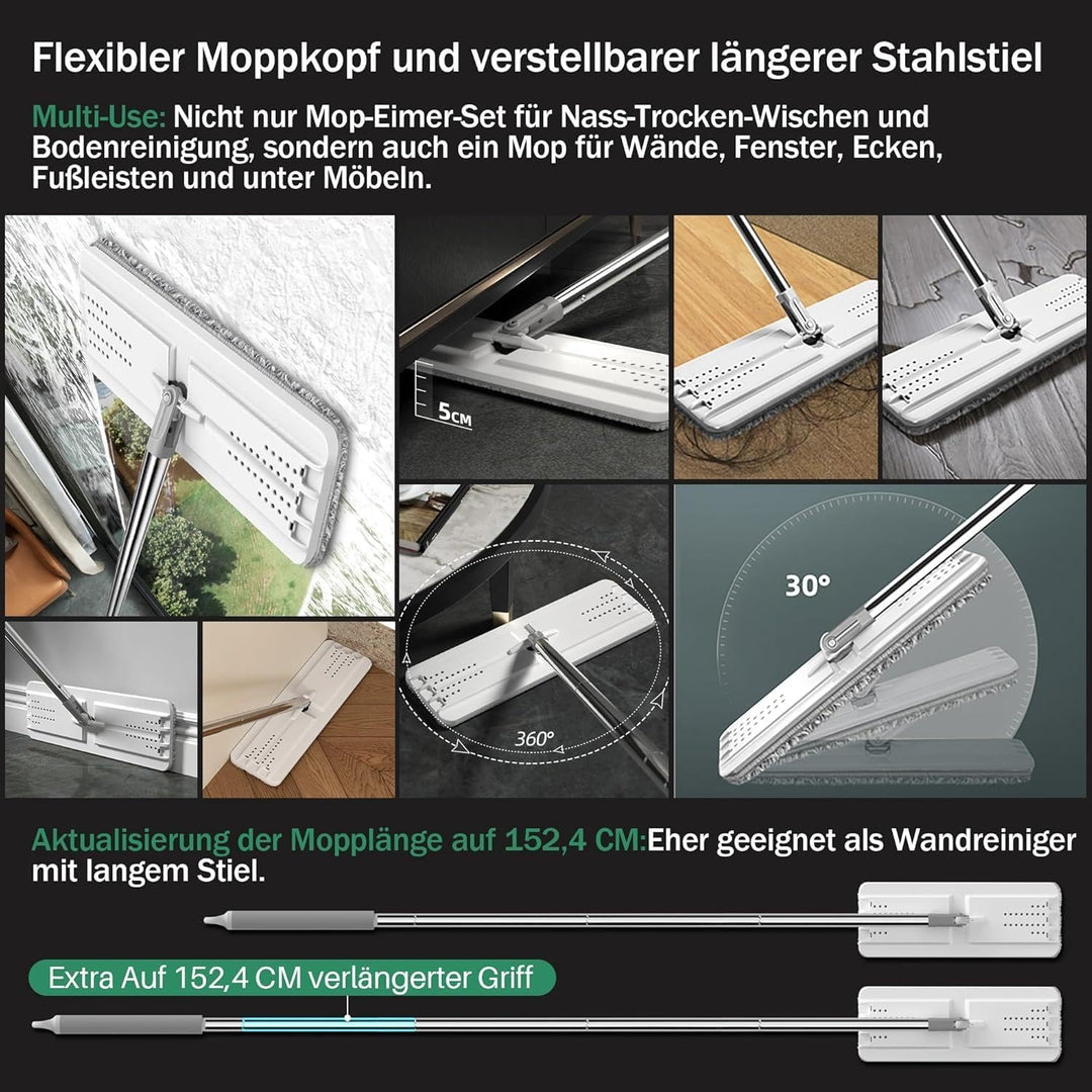 JOYMOOP Verlängerungsstangen für Mopp-Griff, zum Verlängern von flachen Mopp, verstellbare Stahl-Mop