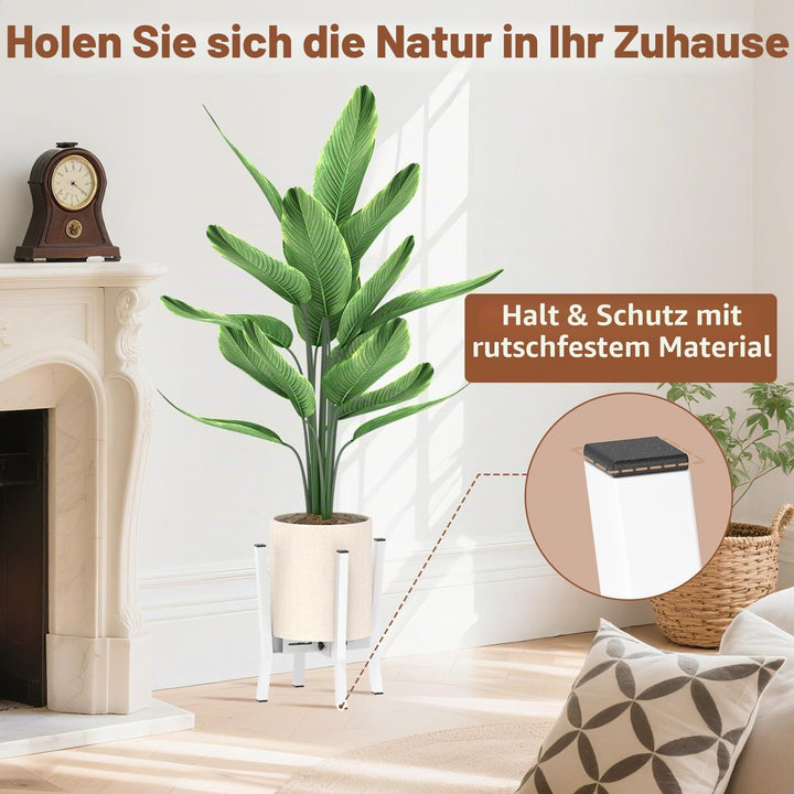 VASZOLA Weiss Verstellbarer Pflanzenständer für Einzelne Grosse Pflanzgefässe im Innen und Aussenber