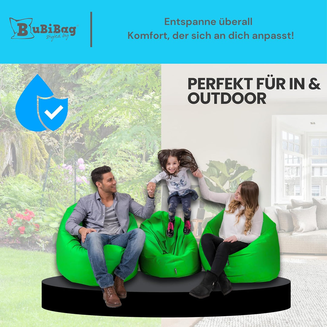 BuBiBag 2in1 Sitzsack L - XXL mit Füllung für Kinder & Erwachsene, Gaming Beanbag & Bodenkissen für