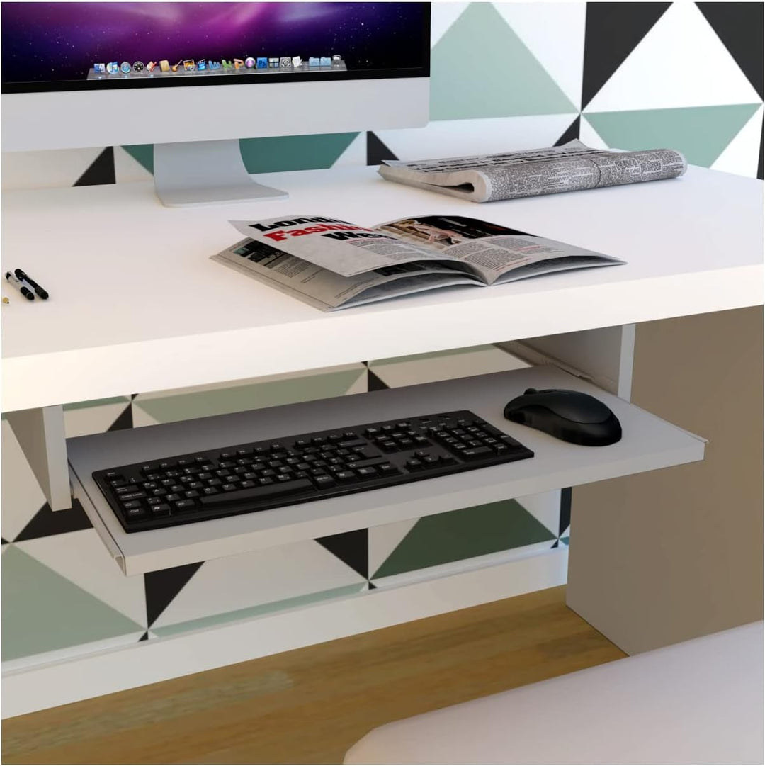 Henor Abnehmbare Tastaturablage aus Holz 70 x 31 x 9 cm unter Schreibtisch Grau 70x31x9 Grau, 70x31x