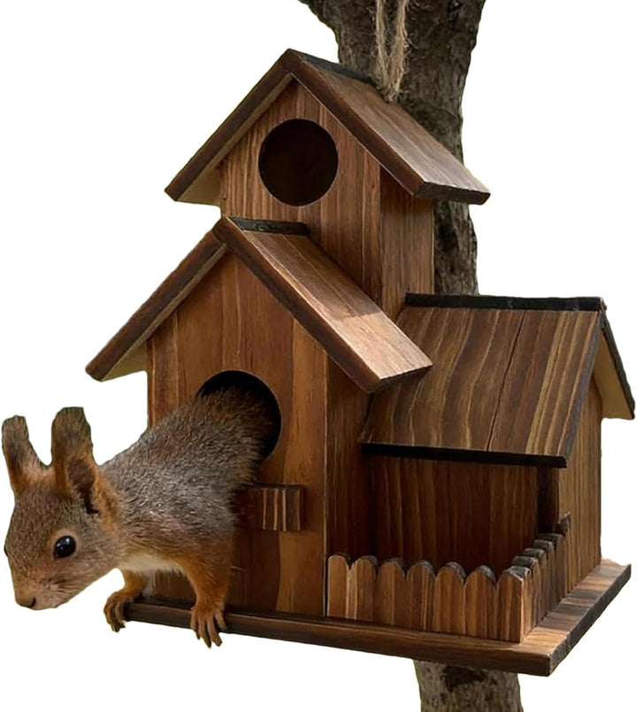Eichhörnchen-Futterstation im Freien Hölzerner | Eichhörnchen-Picknickhaus Geeignet Für Zuhause Spie