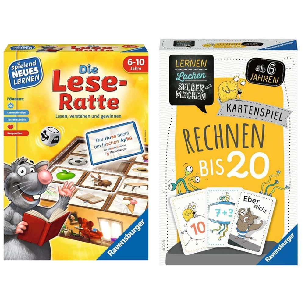 Ravensburger 24956 - Die Lese-Ratte & 80349 - Lernen Lachen Selbermachen: Rechnen bis 20, Kinderspie