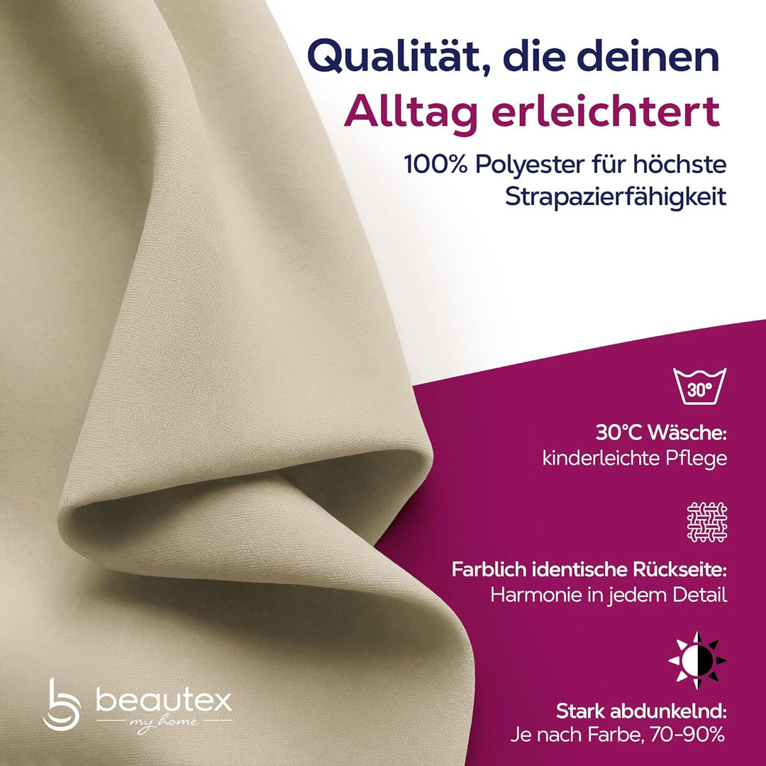 BEAUTEX Verdunkelungsgardine mit Ösen, Blackout Ösenschal Blickdicht abdunkelnd, Grösse und Farbe wä