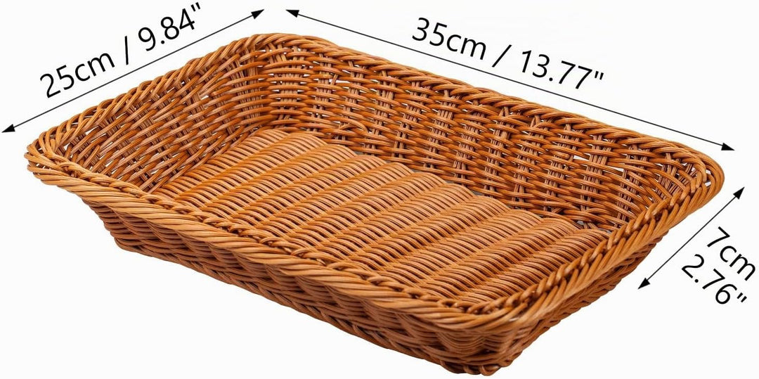 2er Set Brotkörbchen Brotkorb Geflochten 35 x 25 x 7 cm Körbchen aus Polypropylen,Geschenkkorb,Flech