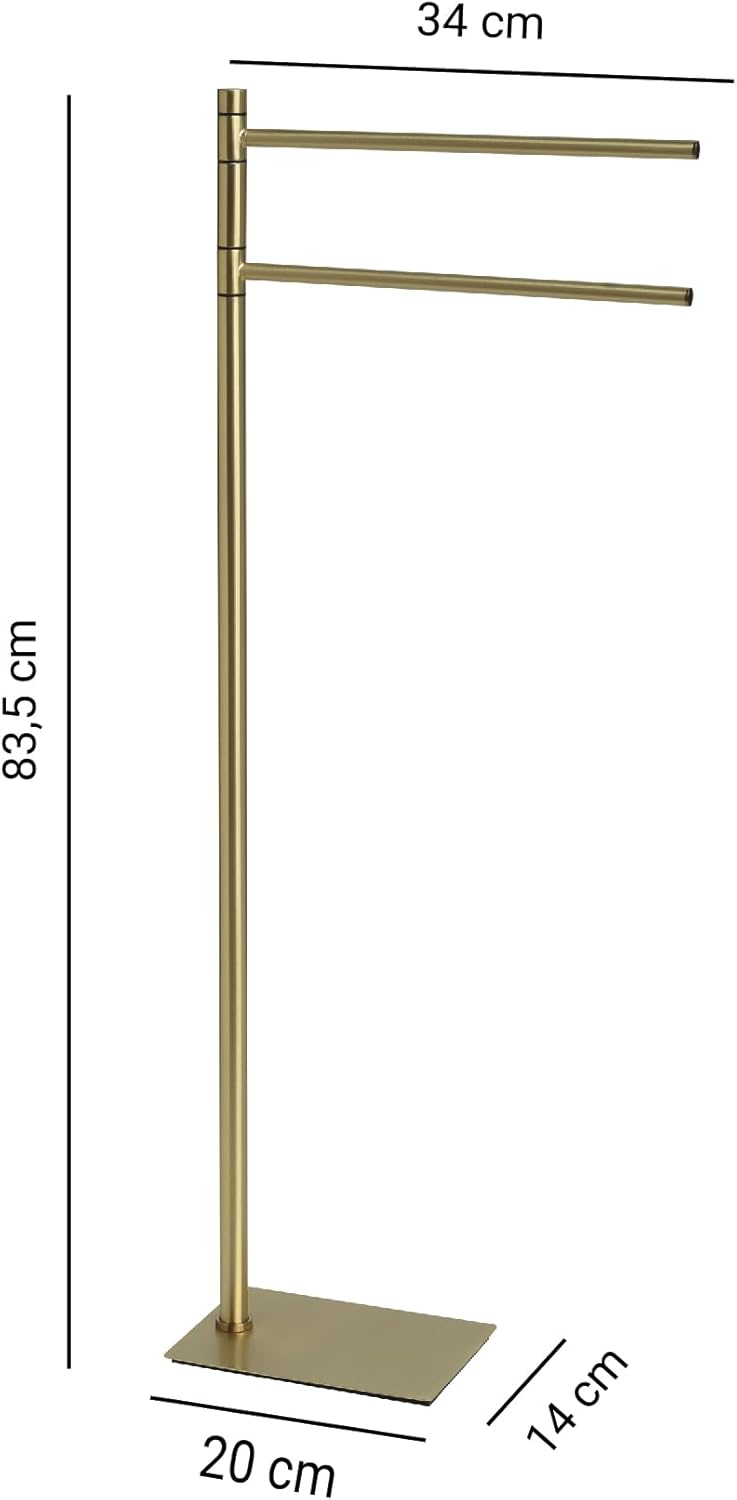 Gedy TRILLY Handtuchhalter mit 2 Armen, gebürstetes Gold, Edelstahl, 14 x 34 x 83,5 cm 14x34x83,5cm