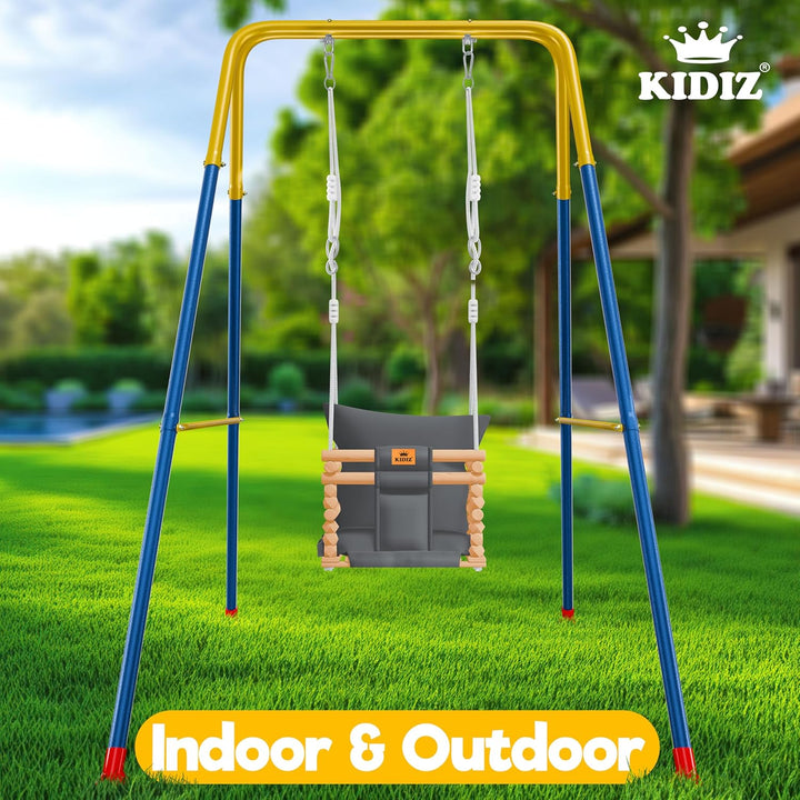 KIDIZ® Babyschaukel Kinderschaukel für Babys ab 6 Monaten und Kleinkinder bis 3+ Jahre | Holzschauke