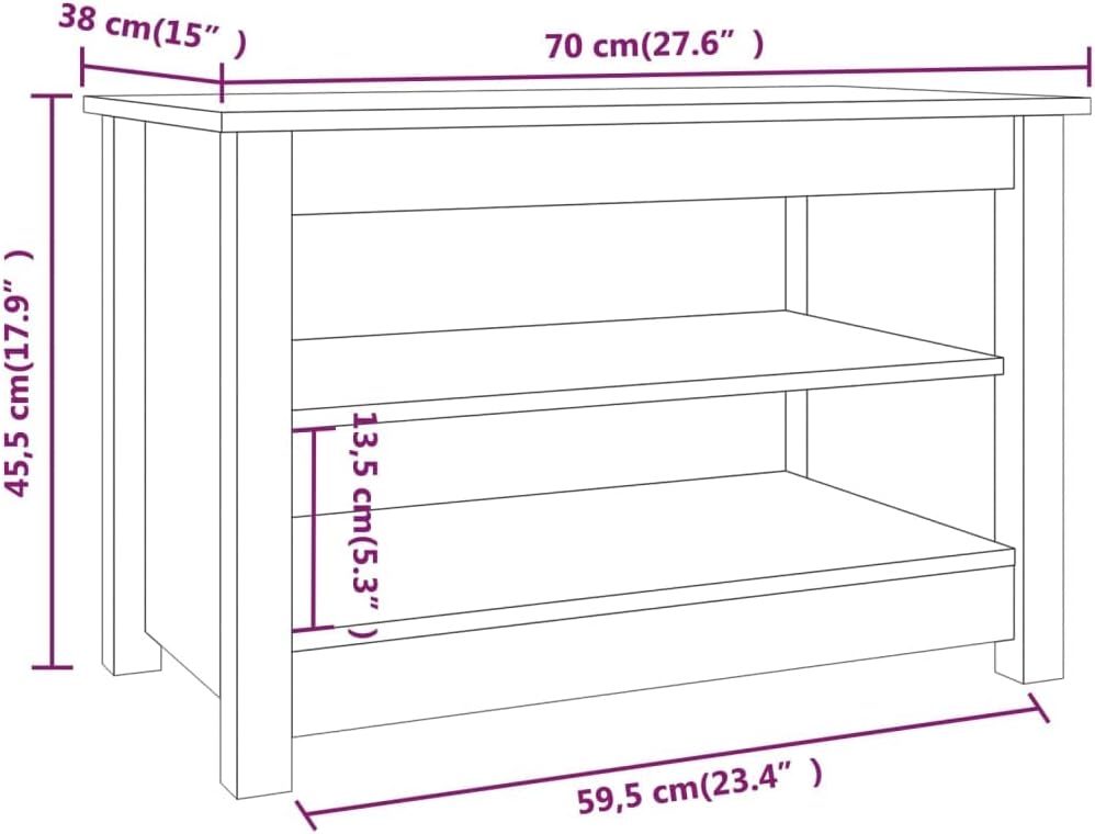 FIRBNUS Schuhbank Honigbraun 70x38x45,5 cm Massivholz Kiefer Schuhaufbewahrung Schuhorganizer Schuhs