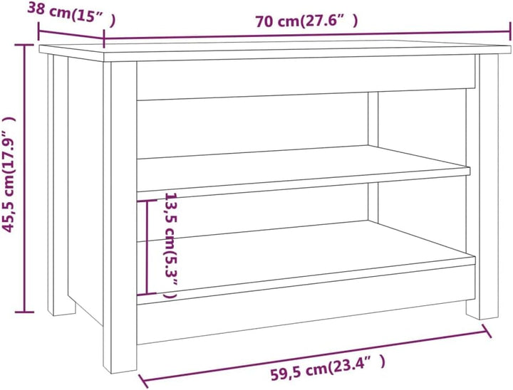 FIRBNUS Schuhbank Schwarz 70x38x45,5 cm Massivholz Kiefer Schuhaufbewahrung Schuhorganizer Schuhschr