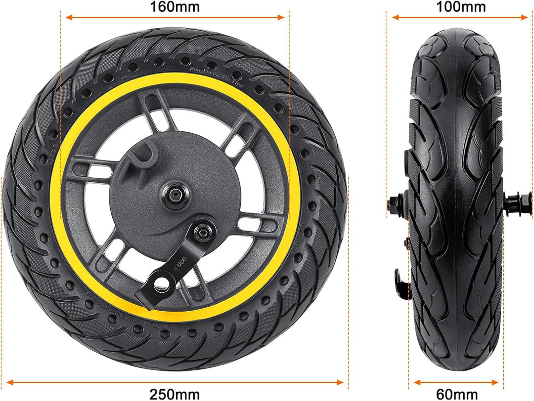 Vollreifen für Max G30, 10 Zoll Vollgummireifen Vorderrad, 60/70-6,5 Roller Ersatzräder für Segway N