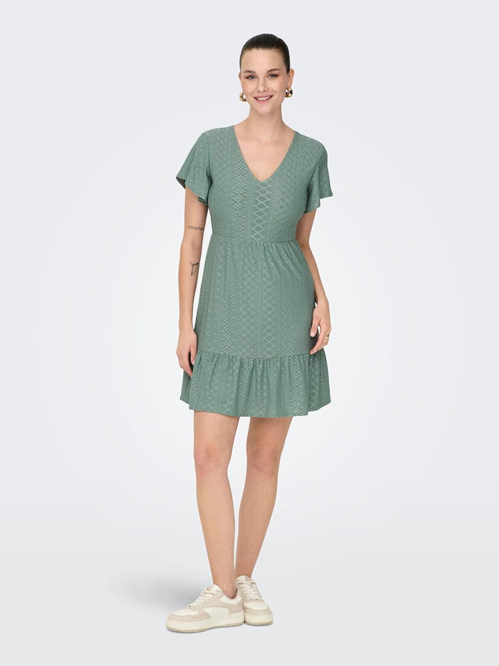 ONLY Damen Onlsandra S/S V-Neck Dress JRS S Chinois Green, S Chinois Green