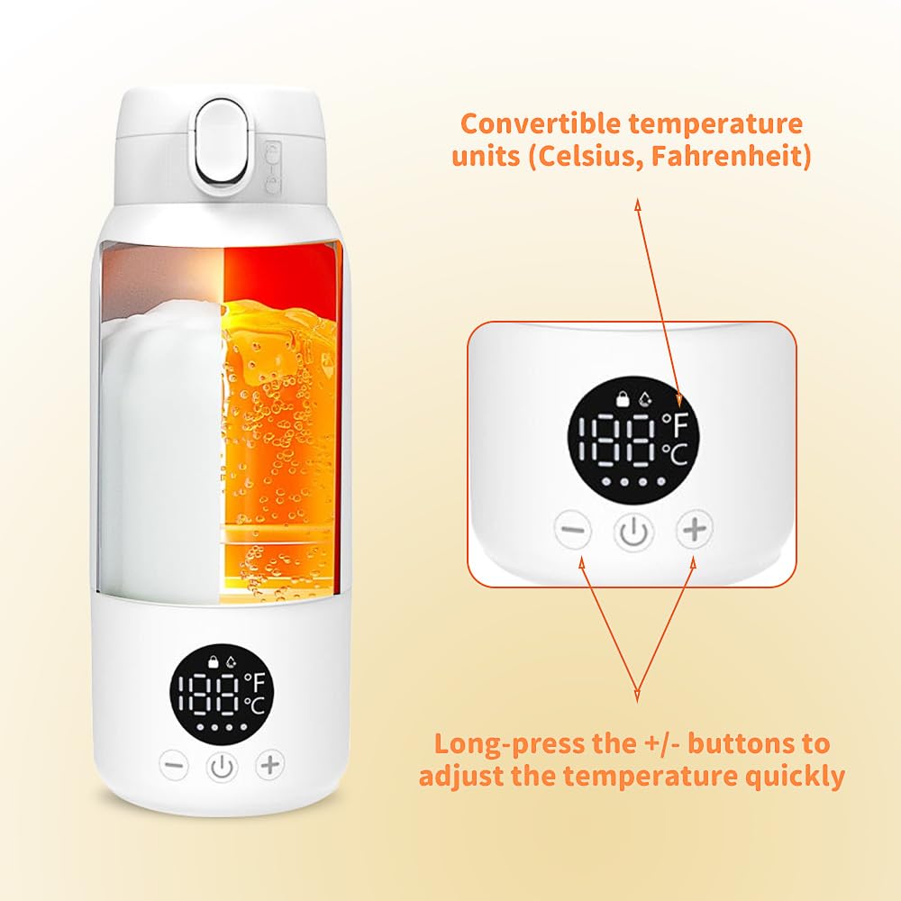 500ML Tragbarer Flaschenwärmer Baby, Flaschenwärmer Baby Unterwegs, Flaschenwärmer Schnelle Erwärmun