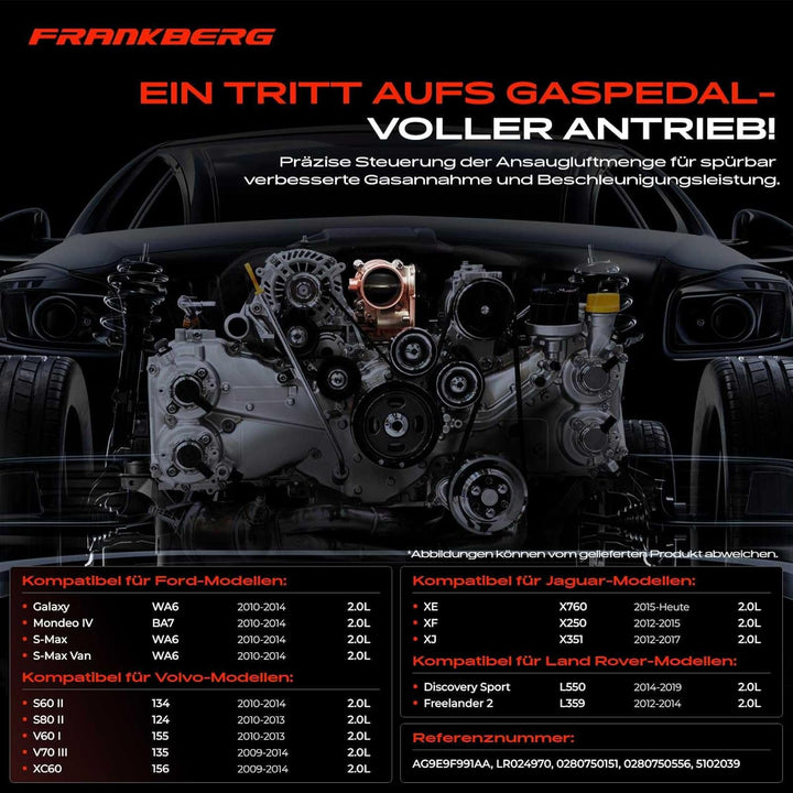 Frankberg Drosselklappe Drosselklappenstutzen für Galaxy Mondeo IV S-Max XE XJ Discovery Sport S60 I