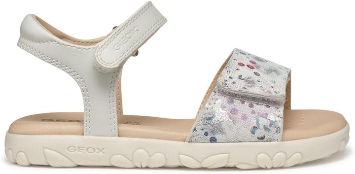 Geox Mädchen J Haiti Girl Sandal, Off White Multicolor