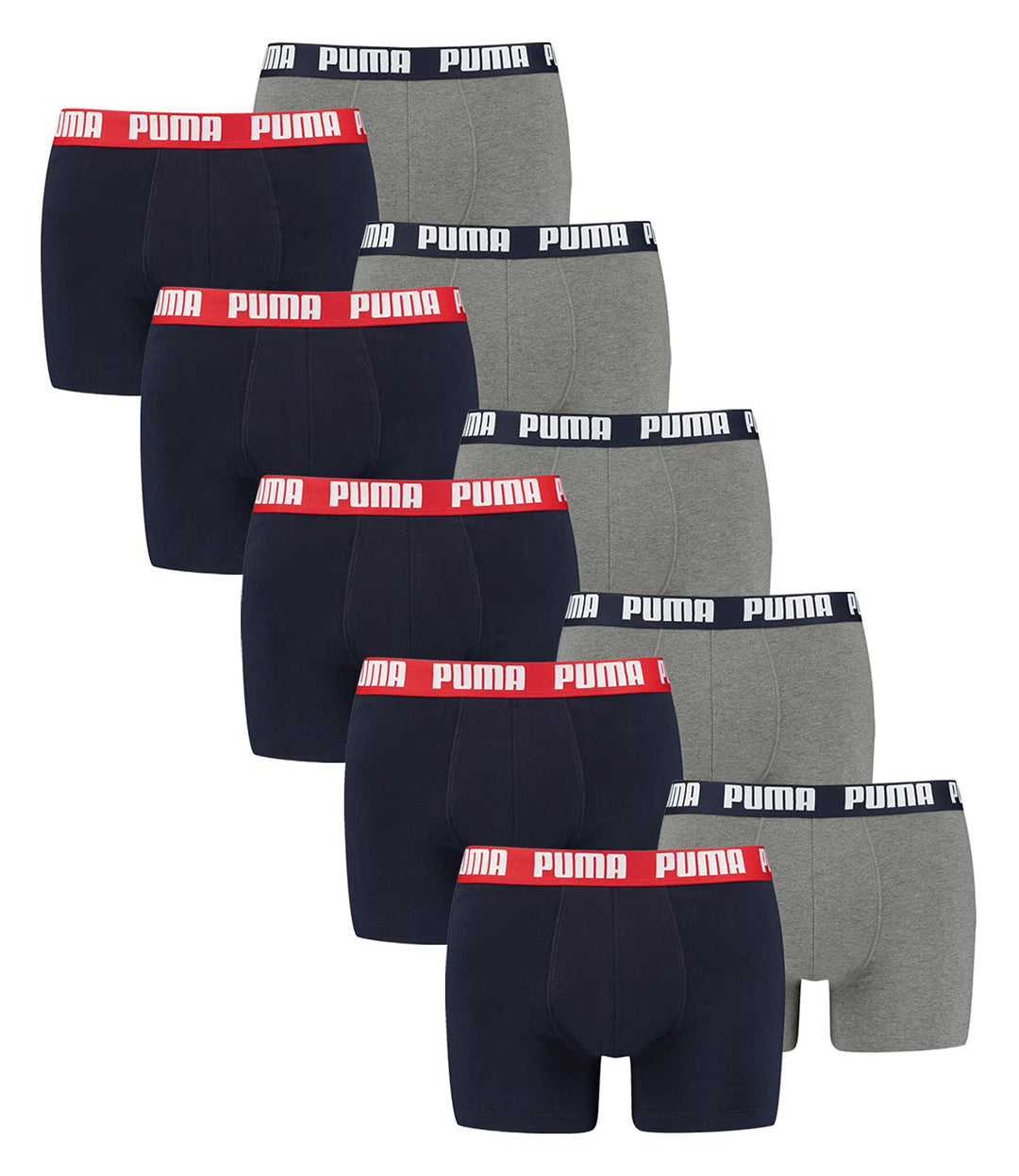 PUMA 10 er Pack Boxer Boxershorts Men Herren Unterhose Pant Unterwäsche S 036 - Blue / Grey Melange,