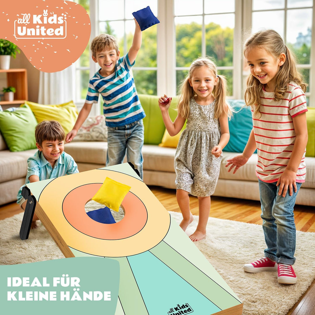 all Kids United® Mini Cornhole-Spiel für Kinder; Indoor &amp; Outdoor Geschicklichkeitsspiel mit Sandsäc