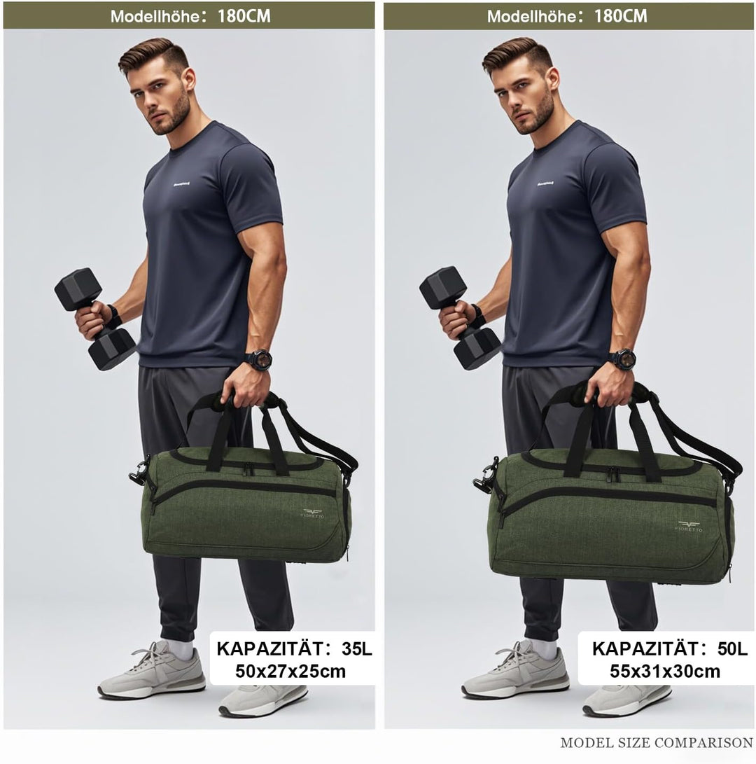 FIORETTO 35L Sporttasche &amp; Reisetasche für Damen und Herren, mit Schuhfach &amp; Nassfach, Wasserdicht T