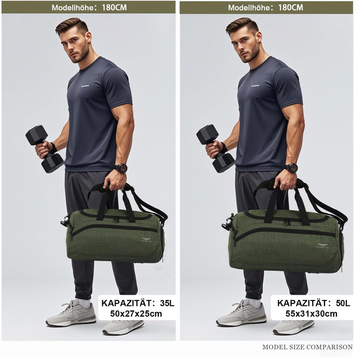 FIORETTO 35L Sporttasche &amp; Reisetasche für Damen und Herren, mit Schuhfach &amp; Nassfach, Wasserdicht T