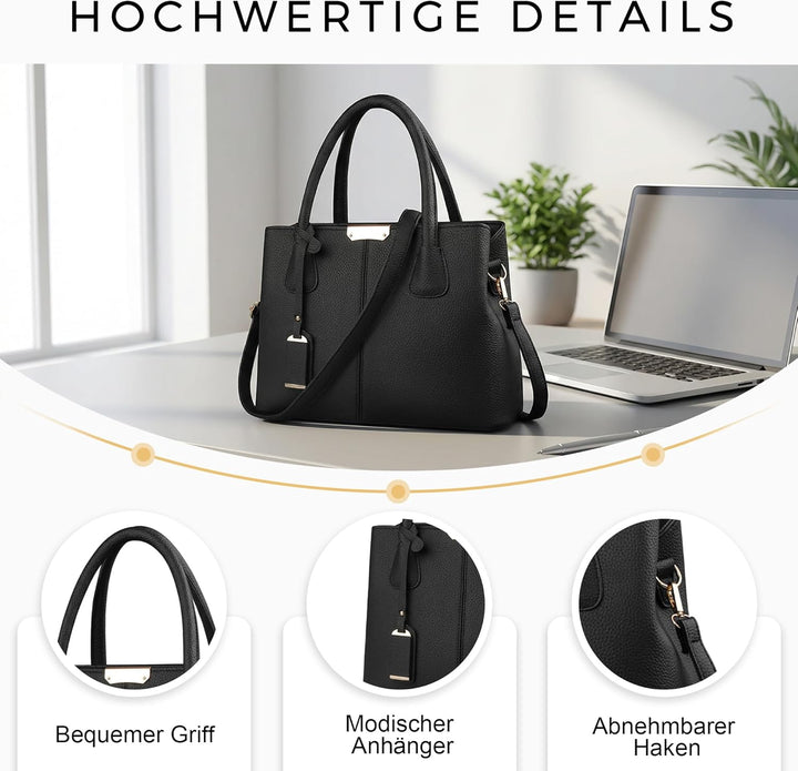VARLIVOO Elegant Damen Handtasche Schultertasche Frauen Umhängetasche Taschen Shopper Wasserdicht PU