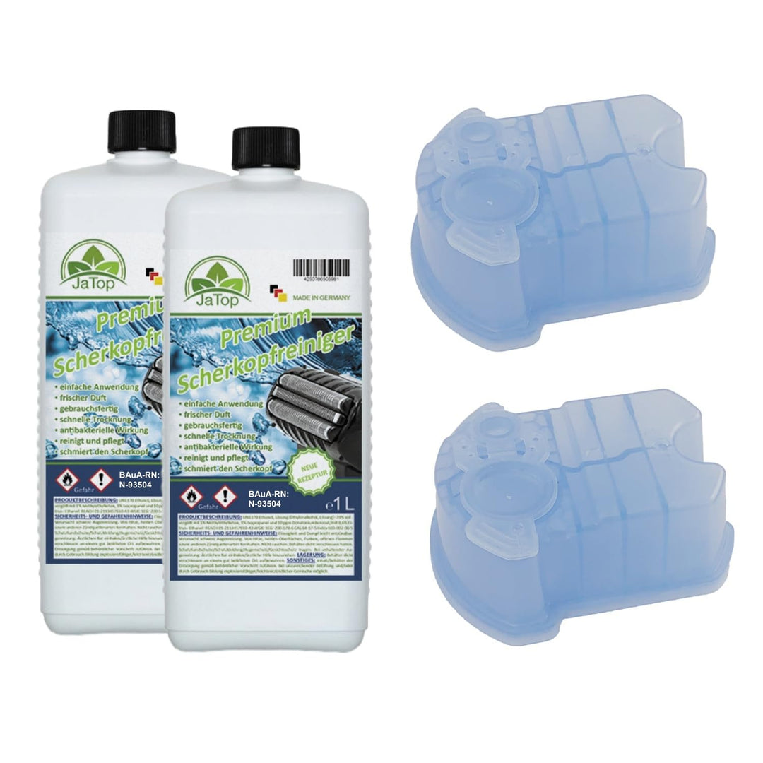 2l JaTop Scherkopfreiniger Nachfüllflüssigkeit + 2 Kartuschen (leer) [1l pro Flasche] - geeignet zum
