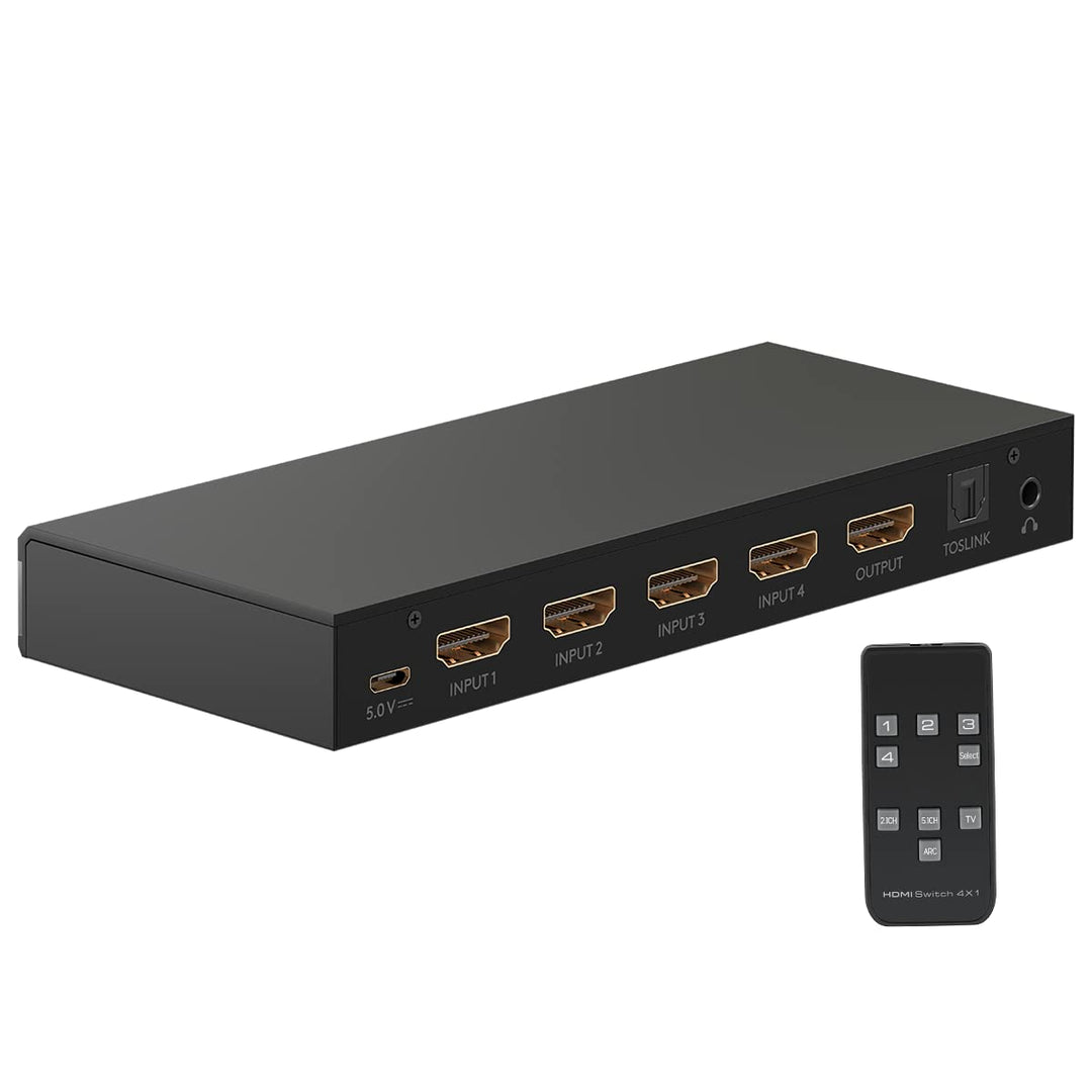 goobay 58490 HDMI Umschaltbox mit Audio Ausgang/HDMI Verteiler unterstützt Auflösungen bis zu 4K@60H